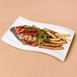 Grilled Fish and Chips and Plantain Sauce